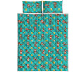 Banana And Monkey Pattern Print Quilt Bed Set