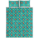 Banana And Monkey Pattern Print Quilt Bed Set