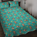 Banana And Monkey Pattern Print Quilt Bed Set