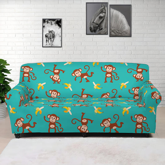 Banana And Monkey Pattern Print Sofa Cover