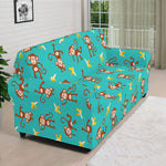 Banana And Monkey Pattern Print Sofa Cover