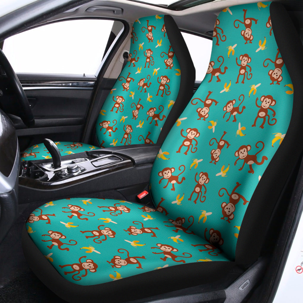 Banana And Monkey Pattern Print Universal Fit Car Seat Covers