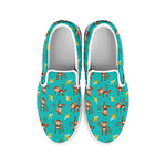 Banana And Monkey Pattern Print White Slip On Shoes