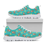 Banana And Monkey Pattern Print White Sneakers