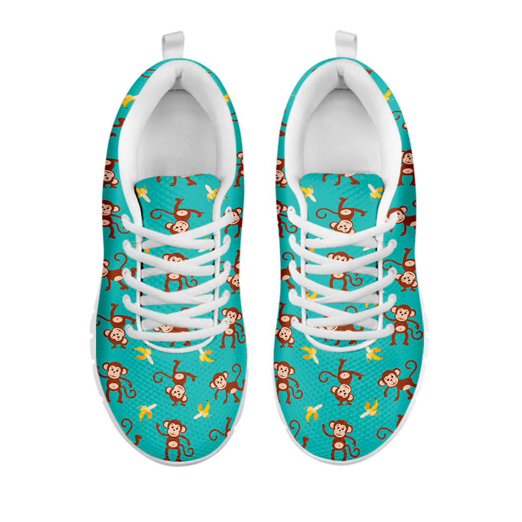 Banana And Monkey Pattern Print White Sneakers