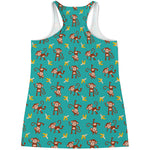 Banana And Monkey Pattern Print Women's Racerback Tank Top