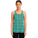 Banana And Monkey Pattern Print Women's Racerback Tank Top