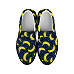 Banana Fruit Pattern Print Black Slip On Shoes