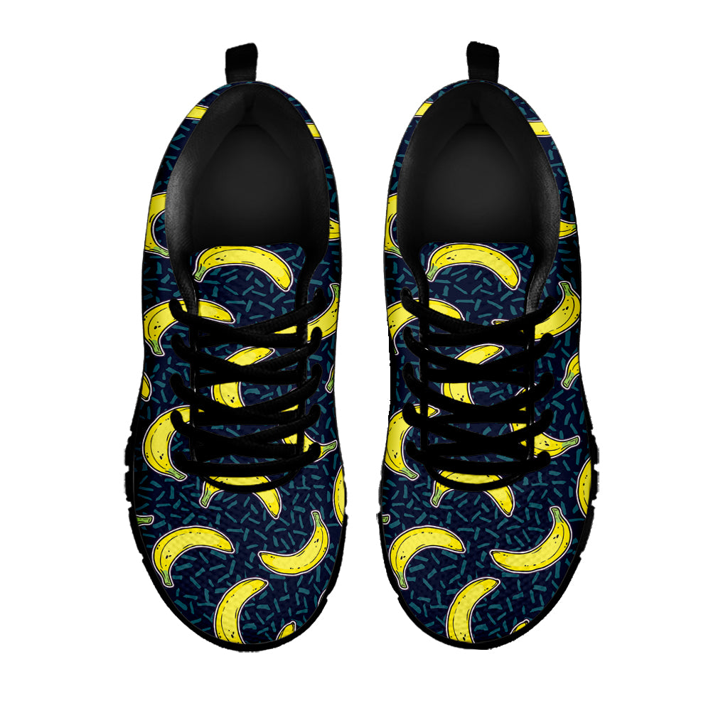 Banana Fruit Pattern Print Black Sneakers