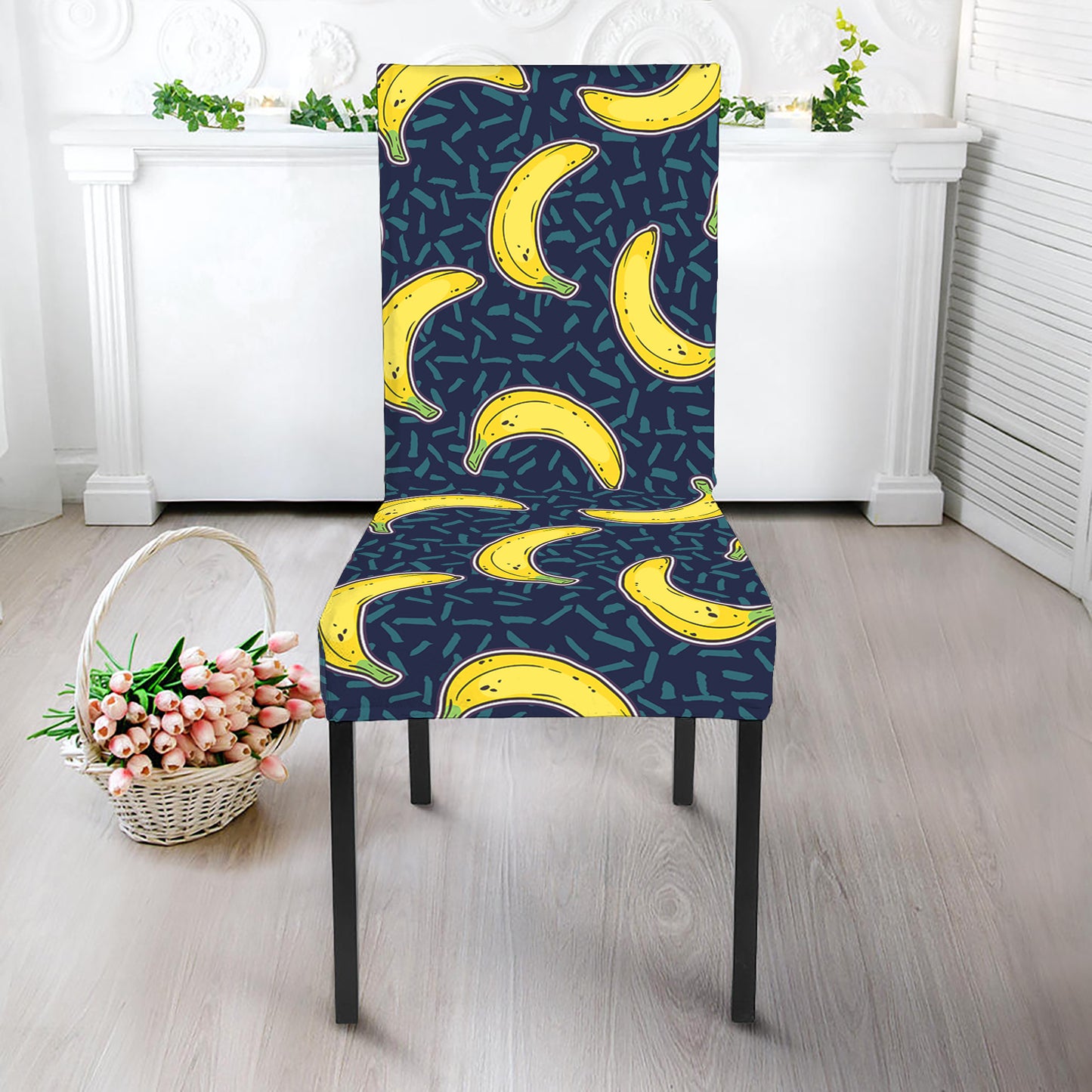 Banana Fruit Pattern Print Dining Chair Slipcover