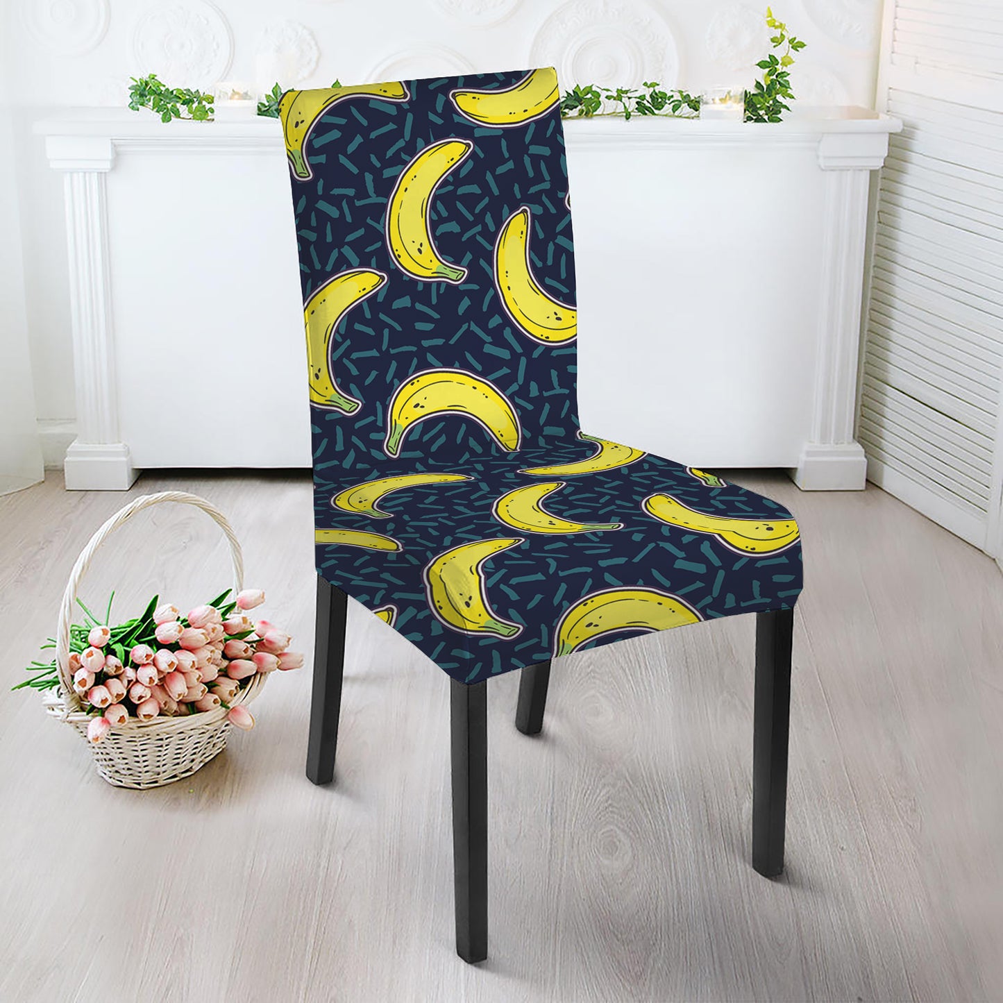 Banana Fruit Pattern Print Dining Chair Slipcover