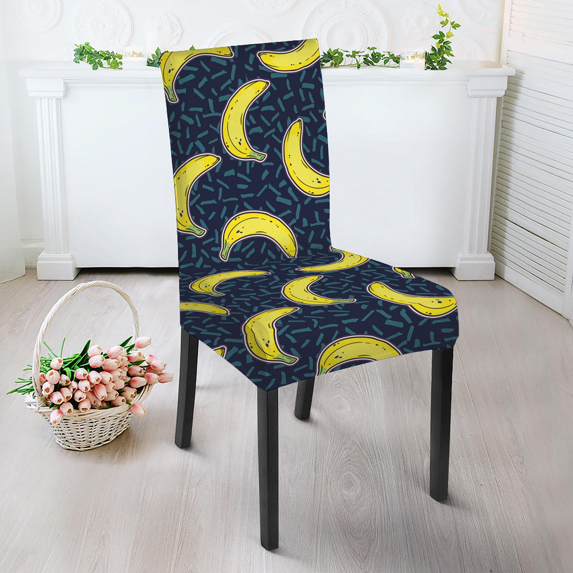 Banana Fruit Pattern Print Dining Chair Slipcover