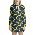 Banana Fruit Pattern Print Pullover Hoodie Dress