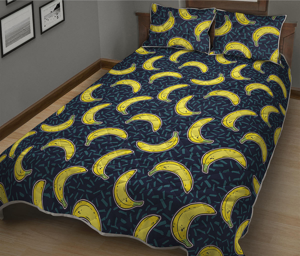 Banana Fruit Pattern Print Quilt Bed Set