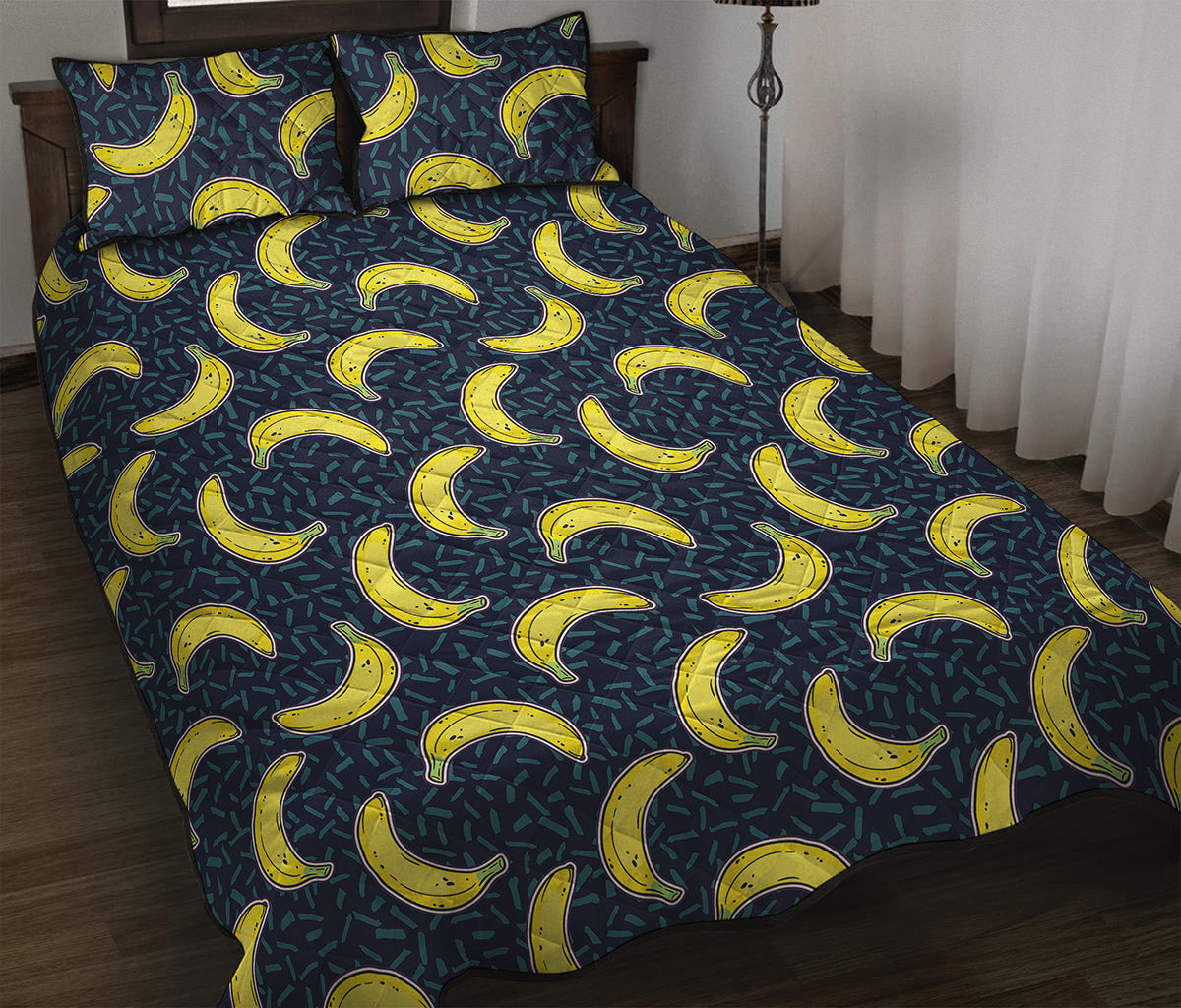 Banana Fruit Pattern Print Quilt Bed Set