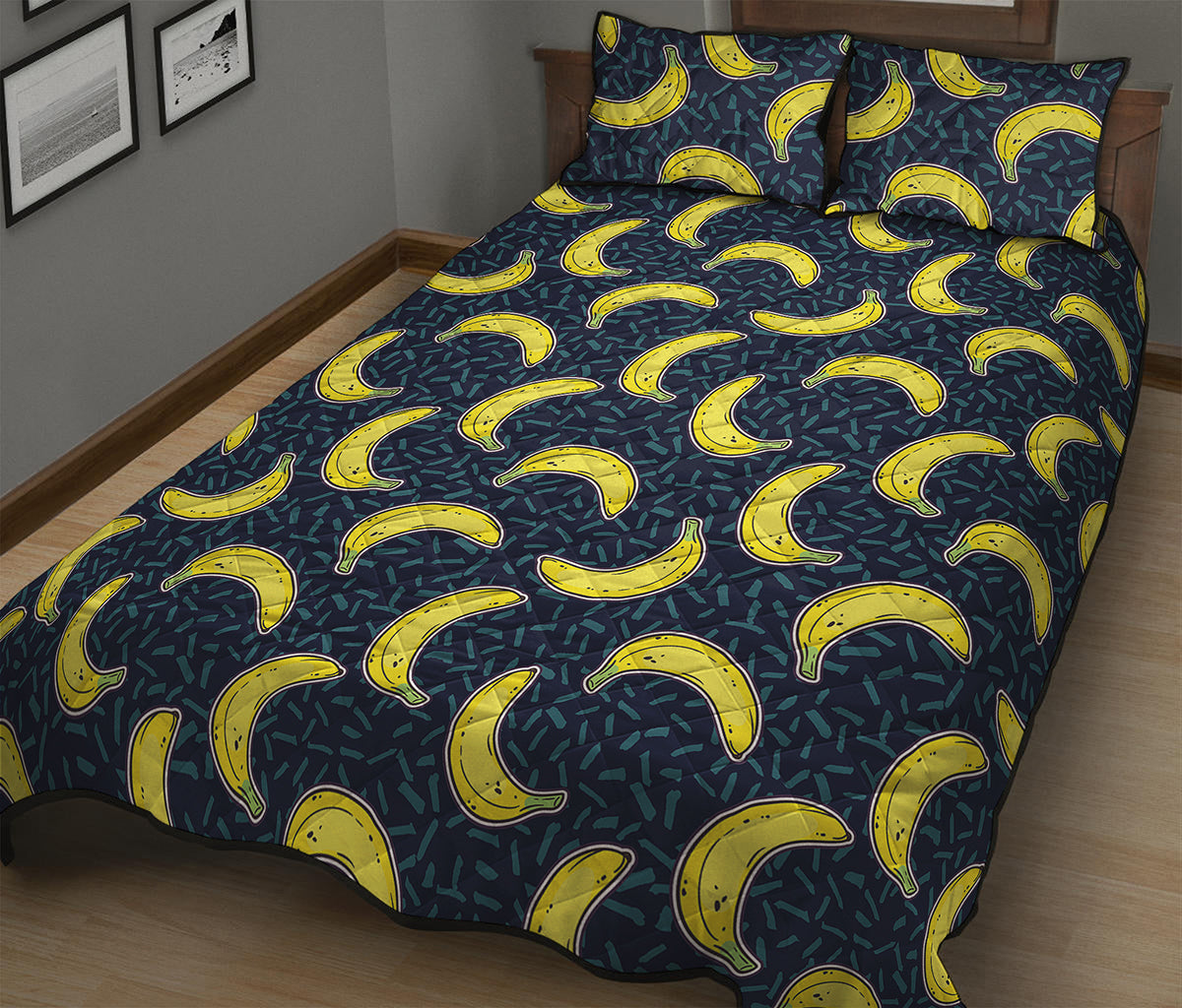 Banana Fruit Pattern Print Quilt Bed Set