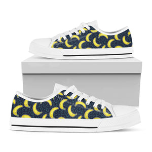 Banana Fruit Pattern Print White Low Top Shoes