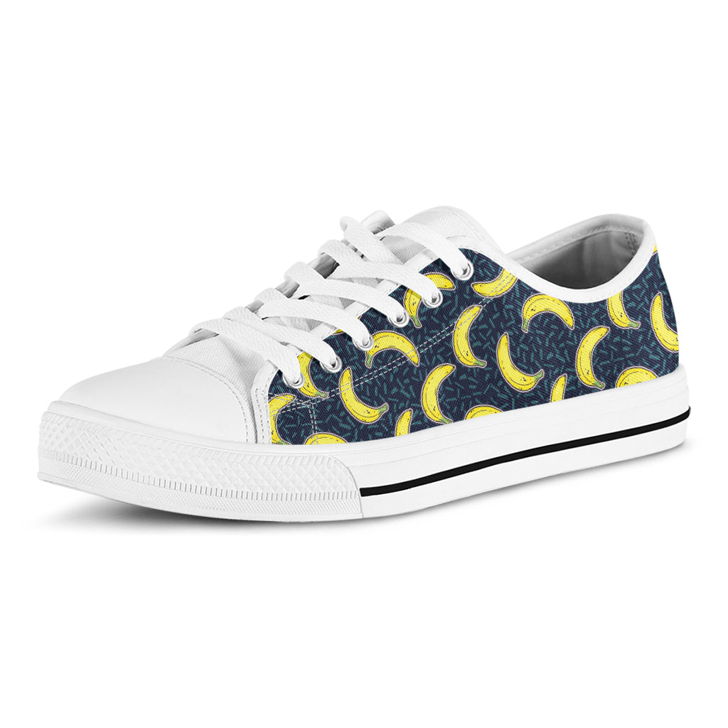 Banana Fruit Pattern Print White Low Top Shoes