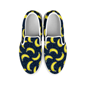 Banana Fruit Pattern Print White Slip On Shoes