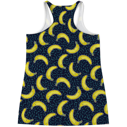 Banana Fruit Pattern Print Women's Racerback Tank Top