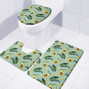 Banana Leaf Avocado Pattern Print 3 Piece Bath Mat Set