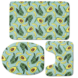 Banana Leaf Avocado Pattern Print 3 Piece Bath Mat Set