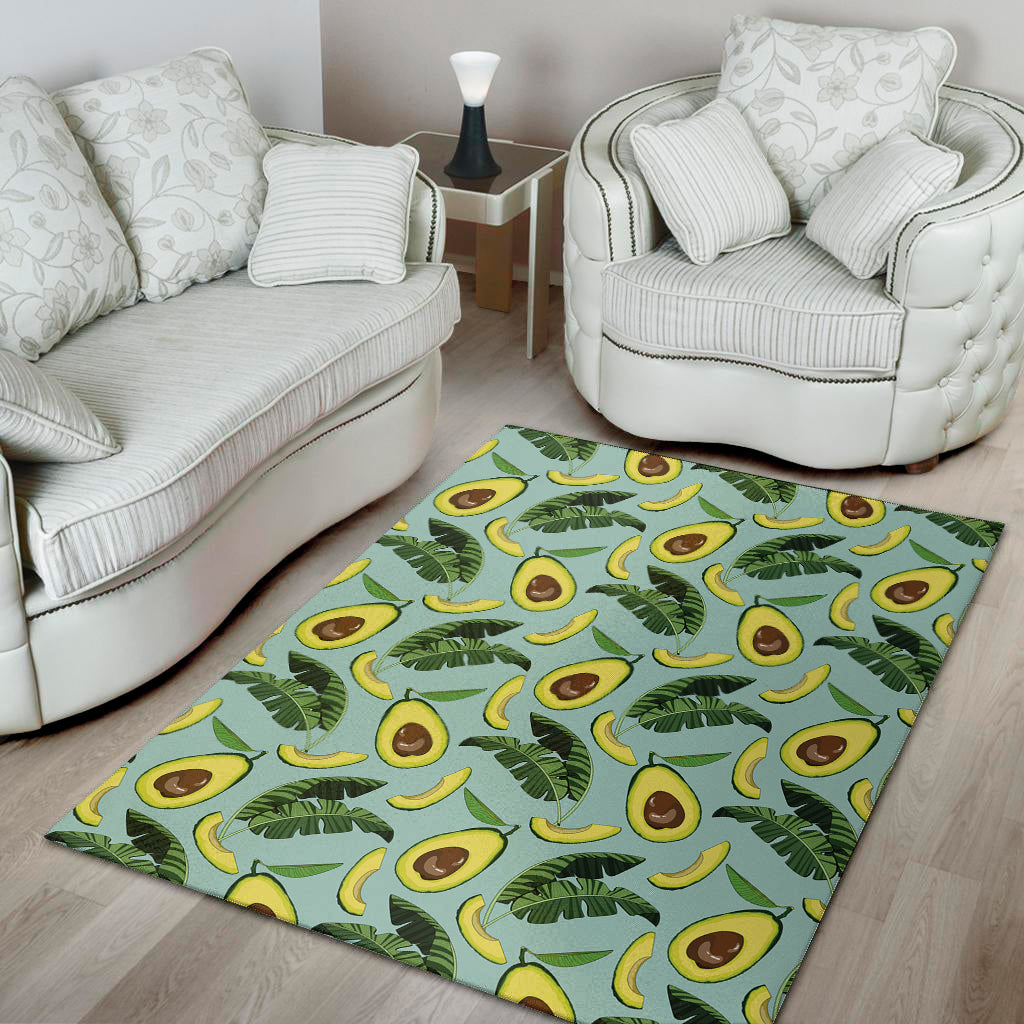 Banana Leaf Avocado Pattern Print Area Rug