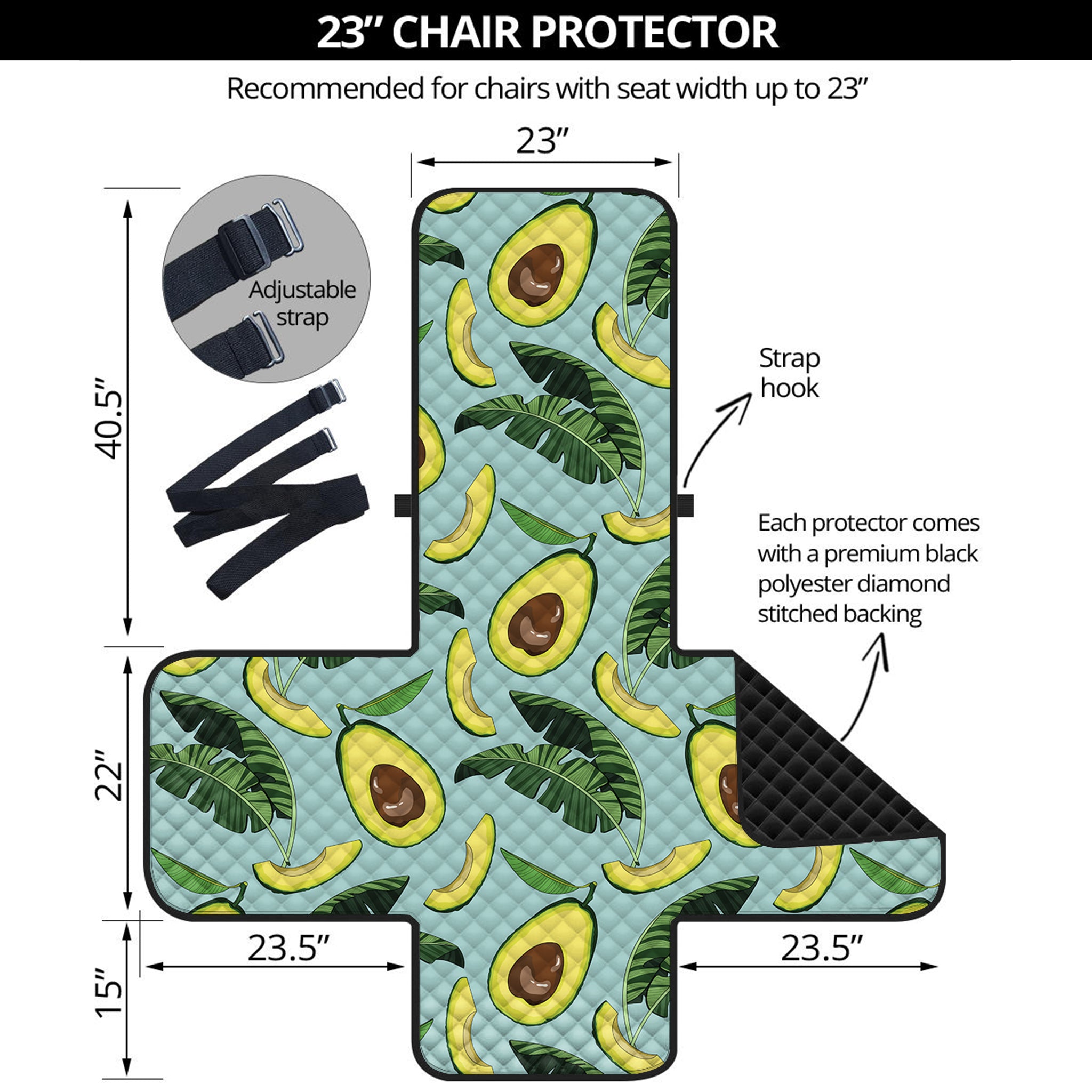 Banana Leaf Avocado Pattern Print Armchair Protector