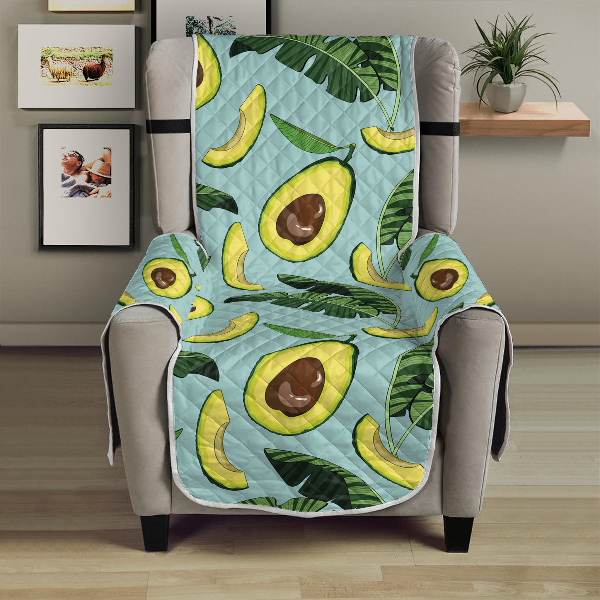 Banana Leaf Avocado Pattern Print Armchair Protector