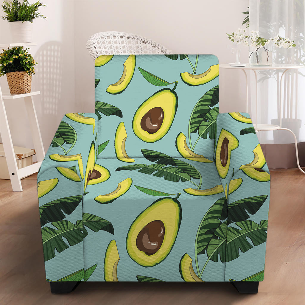 Banana Leaf Avocado Pattern Print Armchair Slipcover