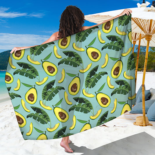 Banana Leaf Avocado Pattern Print Beach Sarong Wrap