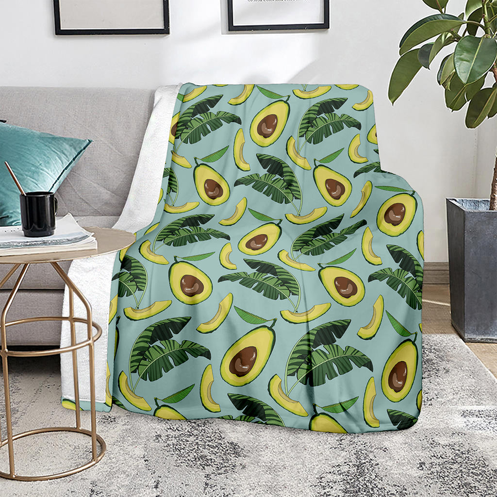 Banana Leaf Avocado Pattern Print Blanket