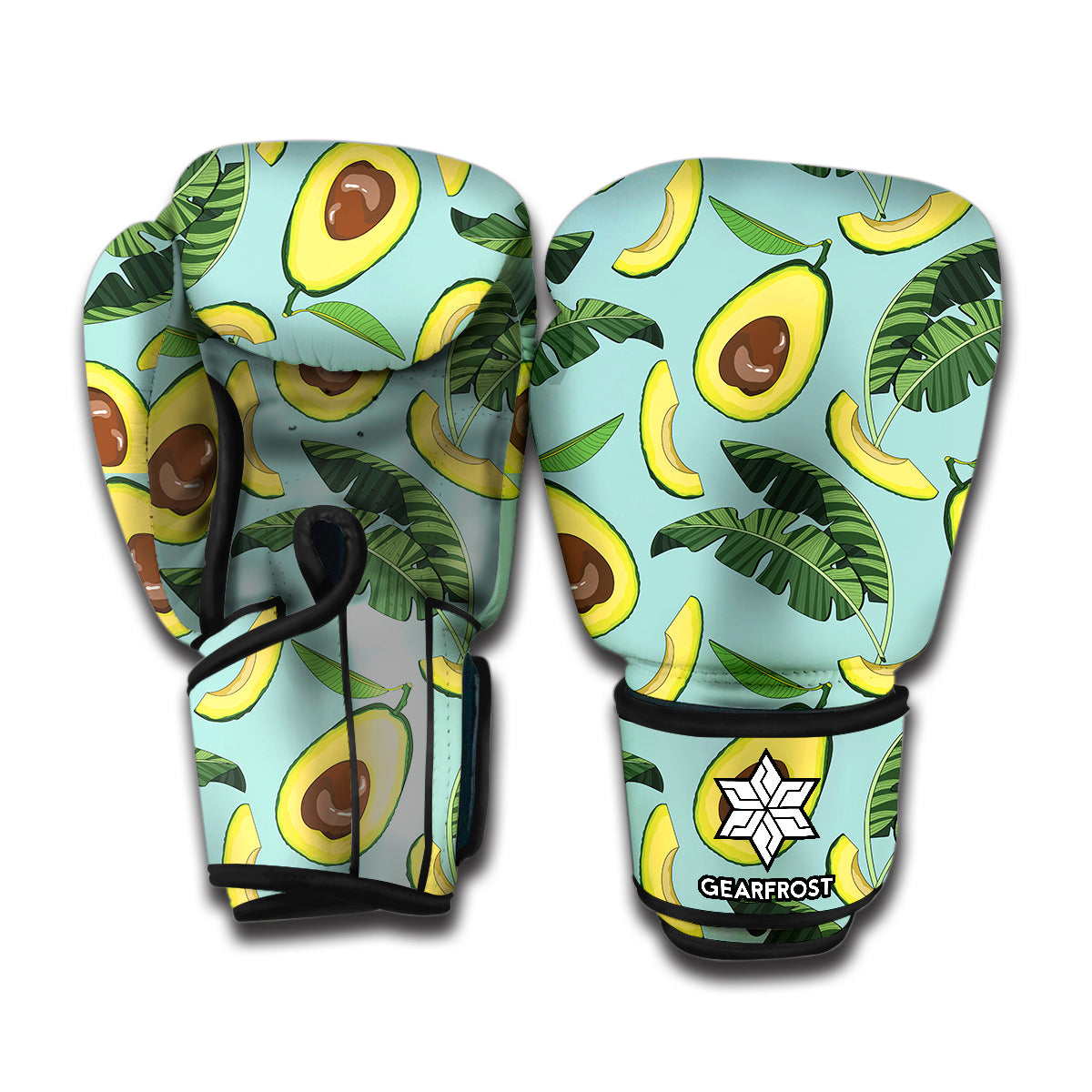 Banana Leaf Avocado Pattern Print Boxing Gloves