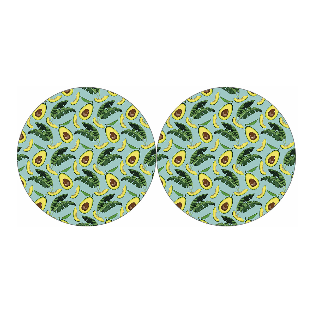 Banana Leaf Avocado Pattern Print Car Coasters