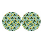 Banana Leaf Avocado Pattern Print Car Coasters