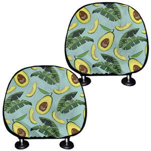 Banana Leaf Avocado Pattern Print Car Headrest Covers