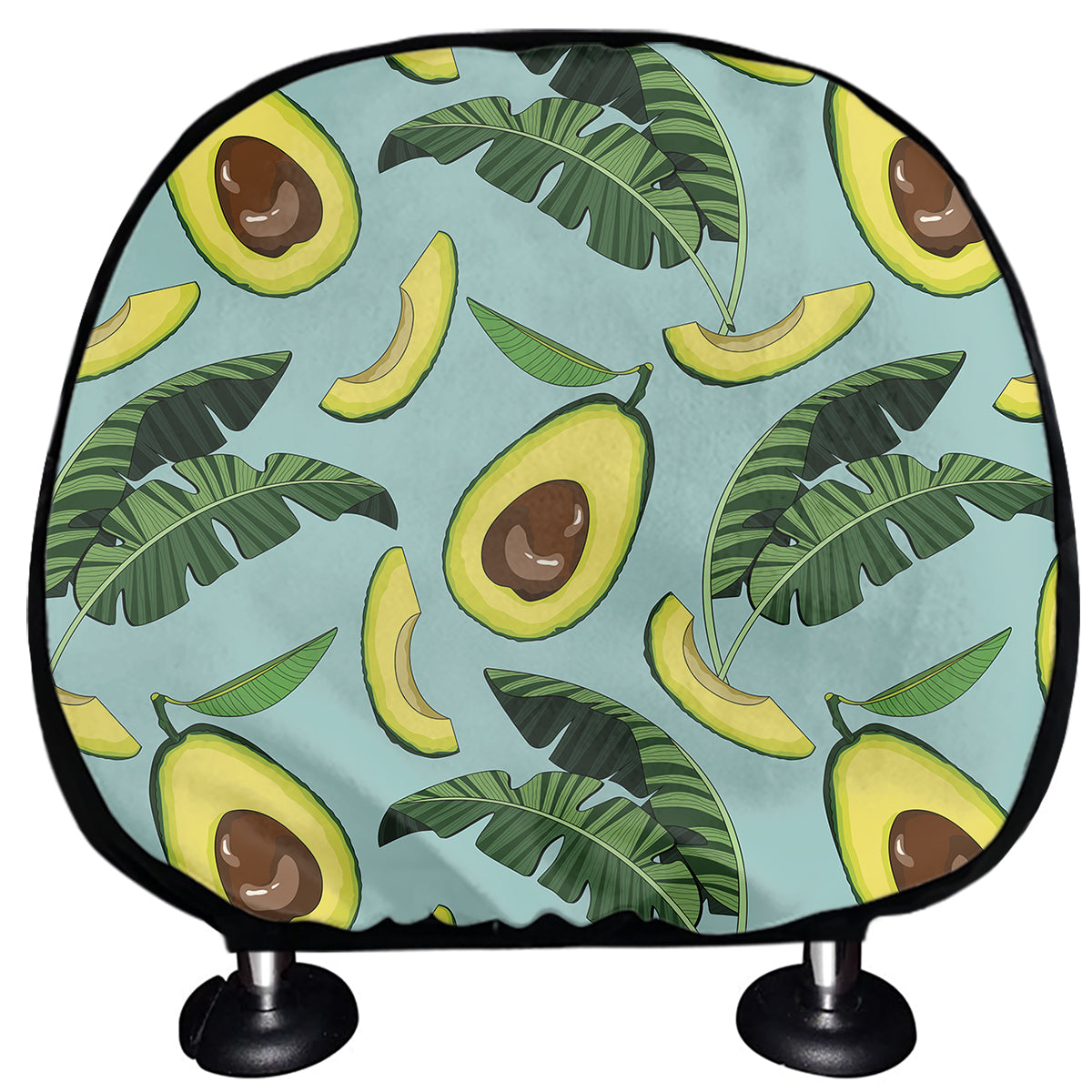 Banana Leaf Avocado Pattern Print Car Headrest Covers