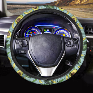 Banana Leaf Avocado Pattern Print Car Steering Wheel Cover