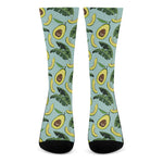 Banana Leaf Avocado Pattern Print Crew Socks