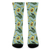 Banana Leaf Avocado Pattern Print Crew Socks