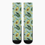 Banana Leaf Avocado Pattern Print Crew Socks