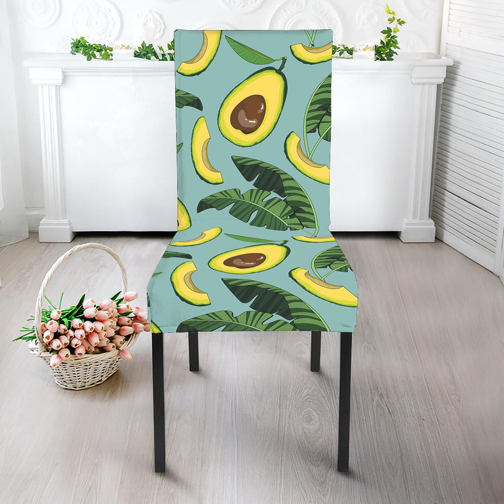 Banana Leaf Avocado Pattern Print Dining Chair Slipcover