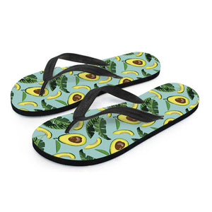 Banana Leaf Avocado Pattern Print Flip Flops