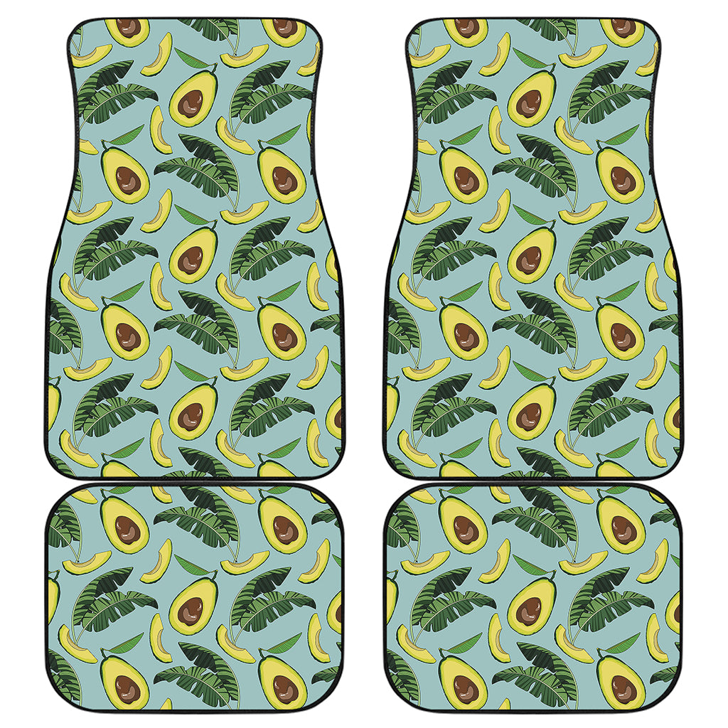 Banana Leaf Avocado Pattern Print Front and Back Car Floor Mats