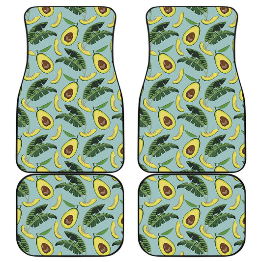 Banana Leaf Avocado Pattern Print Front and Back Car Floor Mats