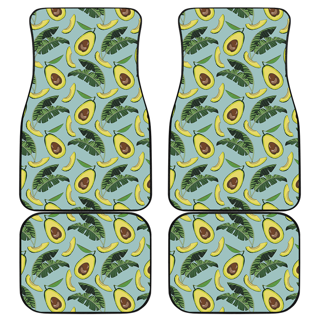 Banana Leaf Avocado Pattern Print Front and Back Car Floor Mats