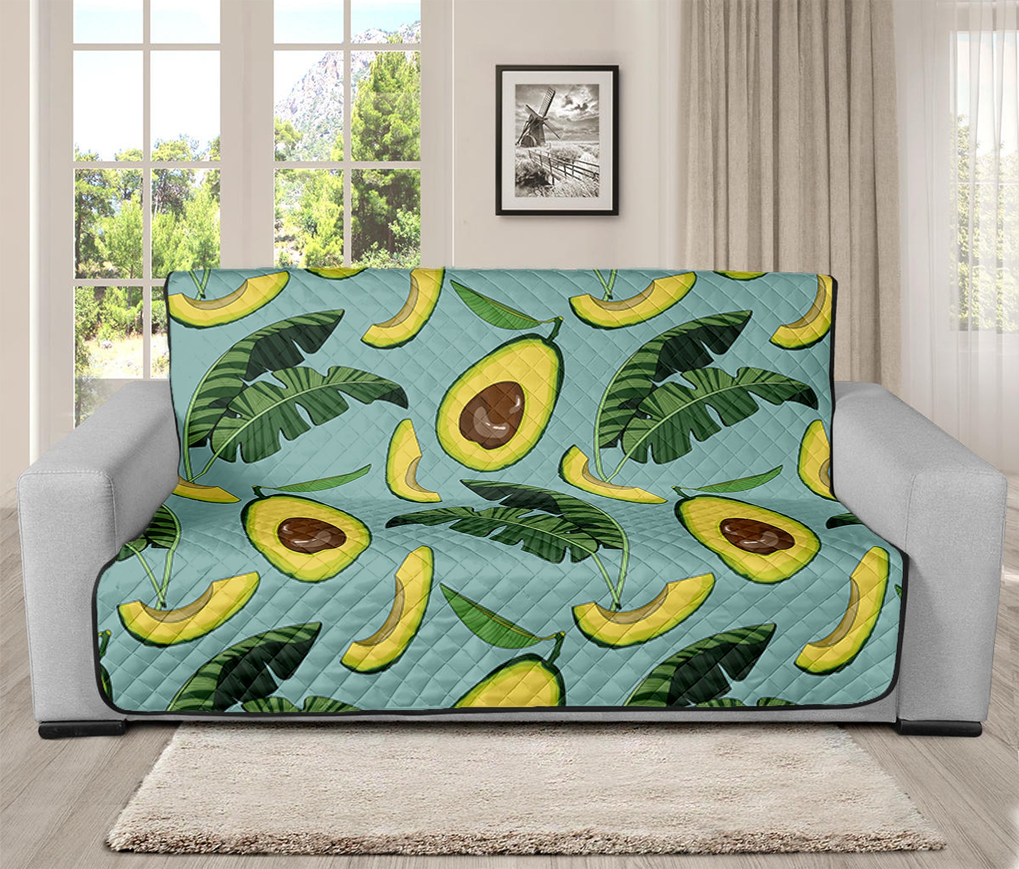 Banana Leaf Avocado Pattern Print Futon Protector