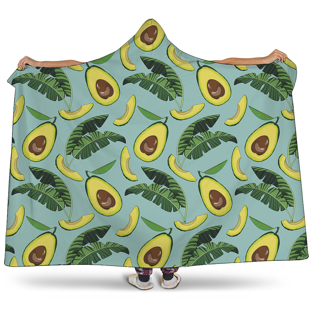 Banana Leaf Avocado Pattern Print Hooded Blanket