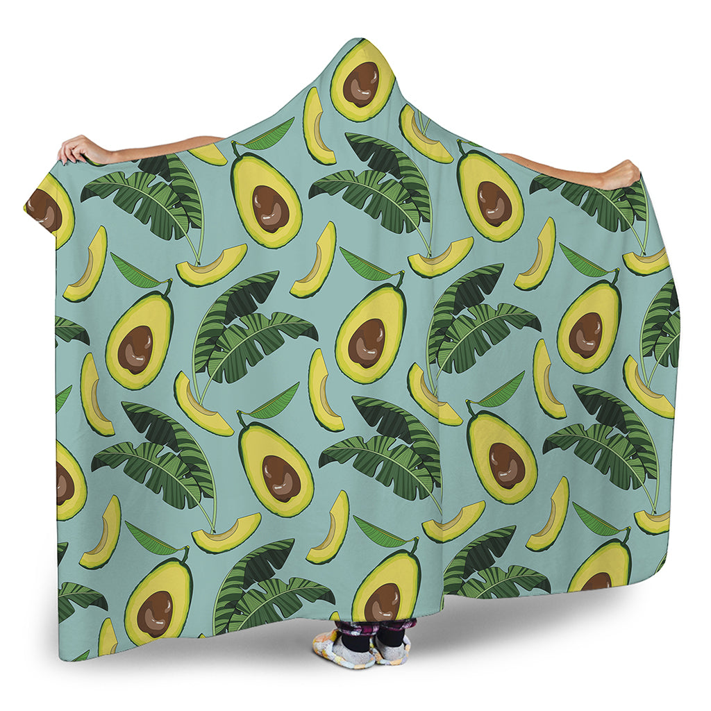 Banana Leaf Avocado Pattern Print Hooded Blanket