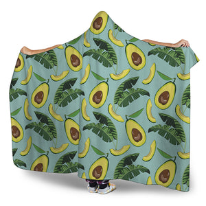 Banana Leaf Avocado Pattern Print Hooded Blanket